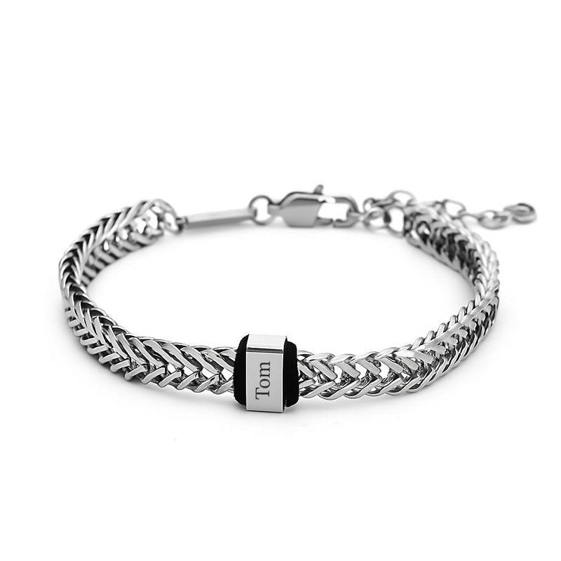Silver Dad Bracelet with Kids’ Names - Engraved Family Jewelry - Husband Father’s Day Gift