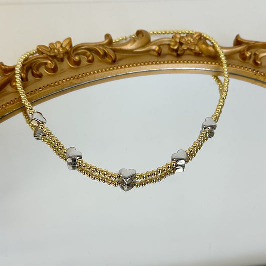 Scarlett heart two tone necklace