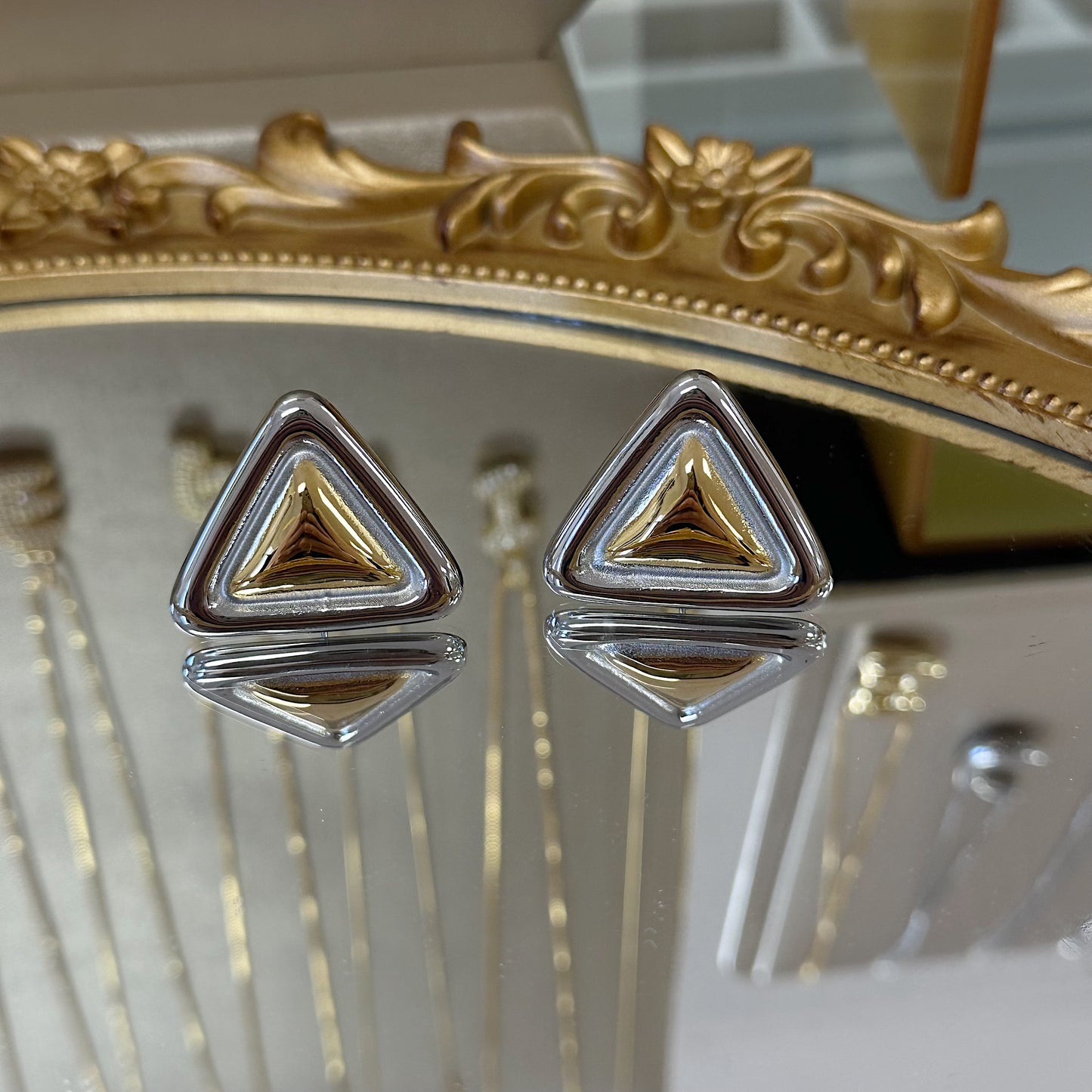 Tyanna triangle two tone earrings