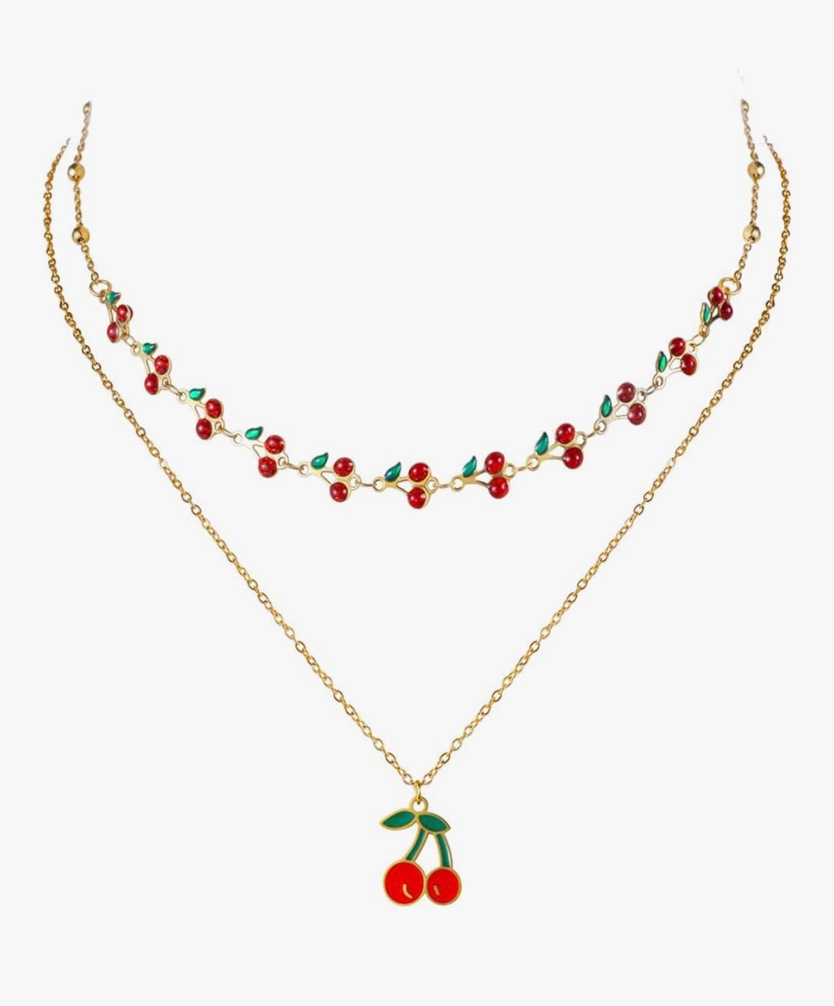 Cherry double layer necklace