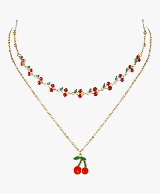 Cherry double layer necklace