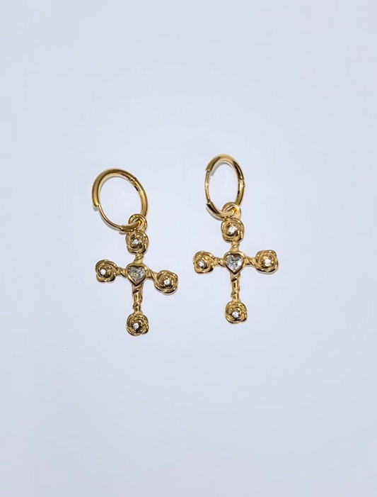 heart cross earrings