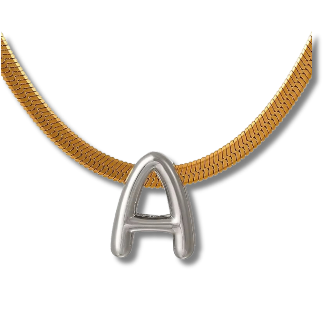 Bi-color Initial letter necklace