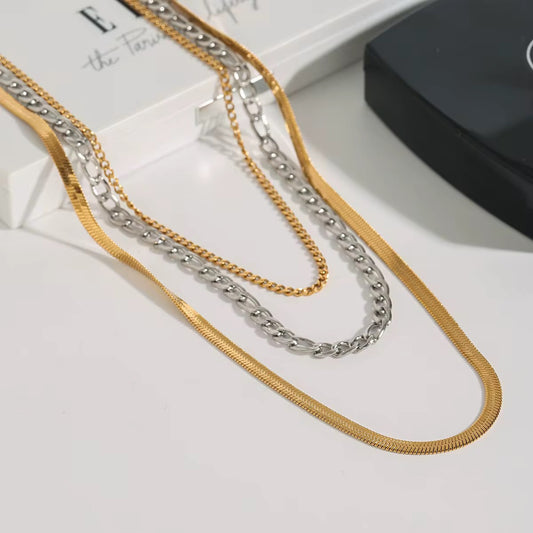 Triple necklace bicolor