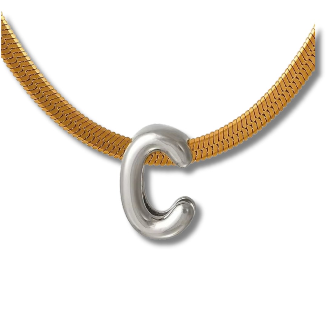 Bi-color Initial letter necklace