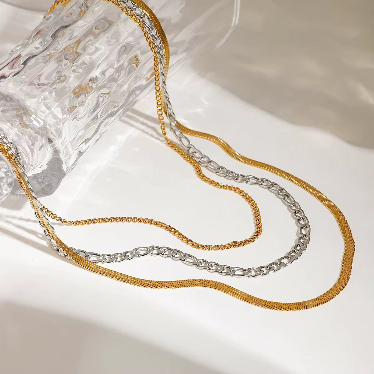Triple necklace bicolor