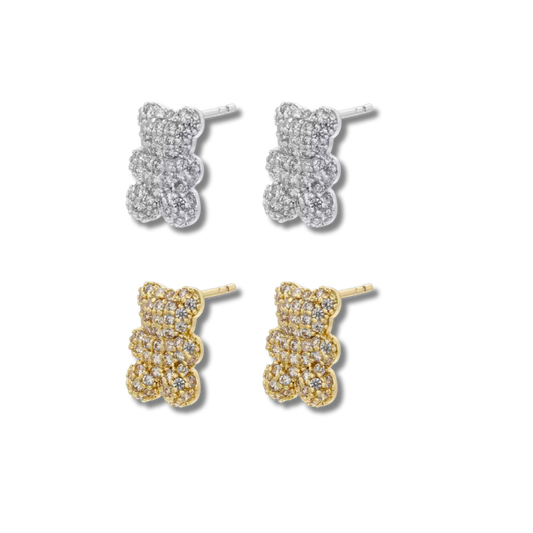 Teddy bear zirconia earrings