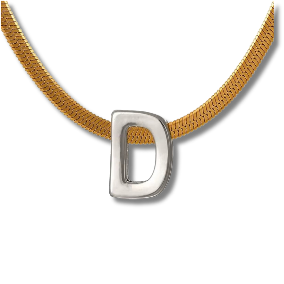 Bi-color Initial letter necklace