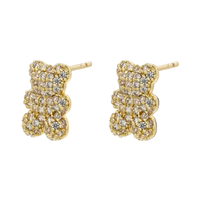 Teddy bear zirconia earrings