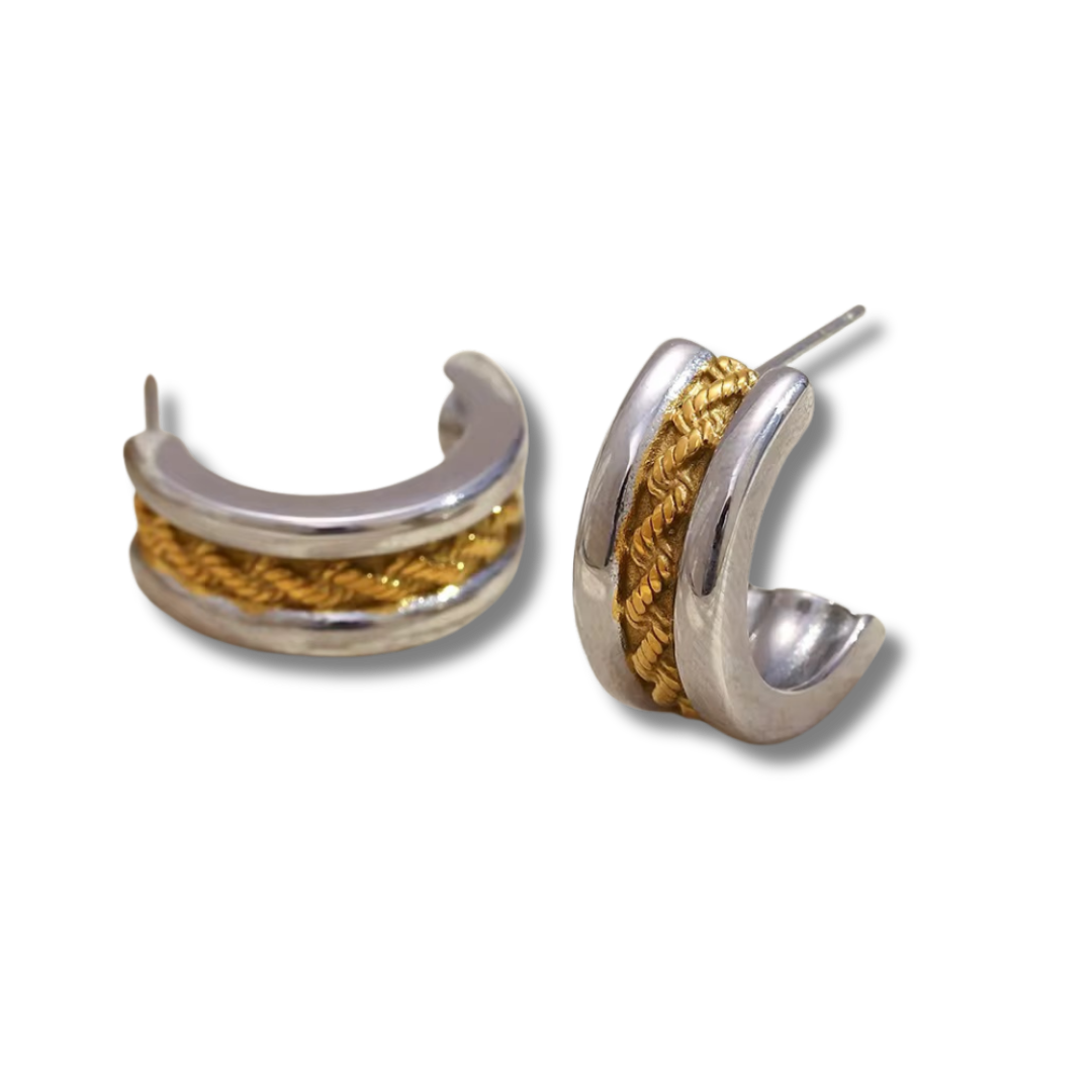 braided bi color hoops
