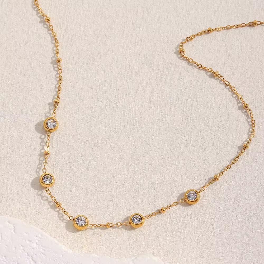 Gold and crystal necklace