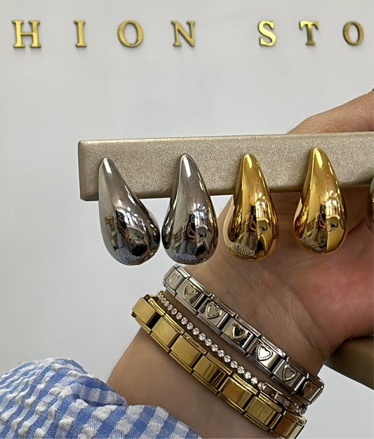 Drop Gold and Silver Earrings