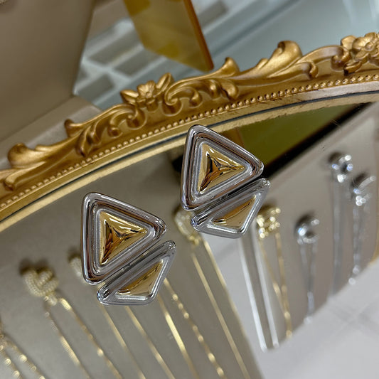 Tyanna triangle two tone earrings