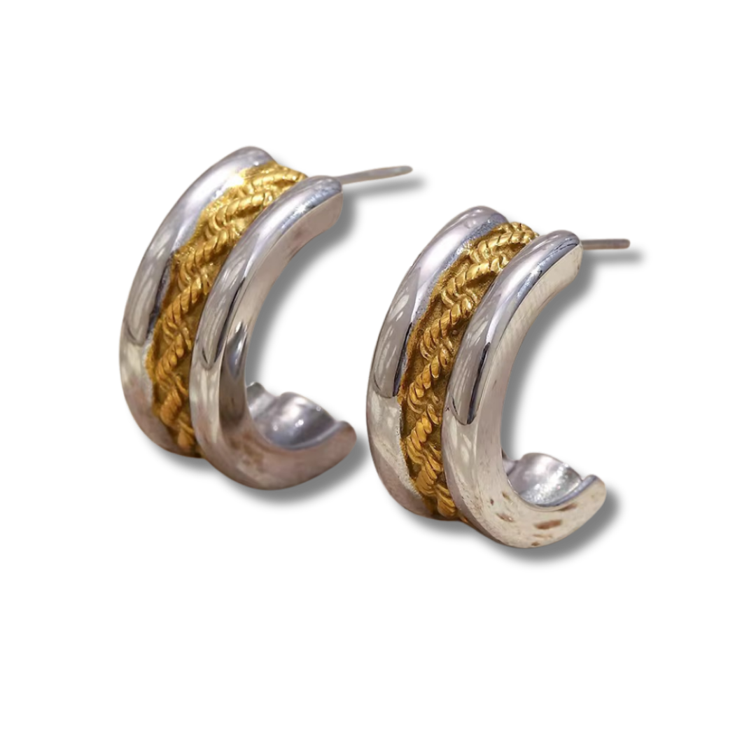 braided bi color hoops