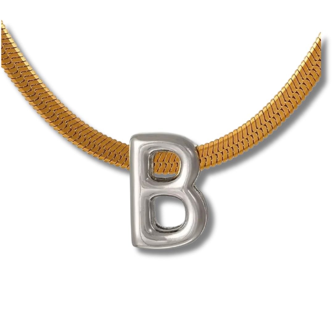 Bi-color Initial letter necklace