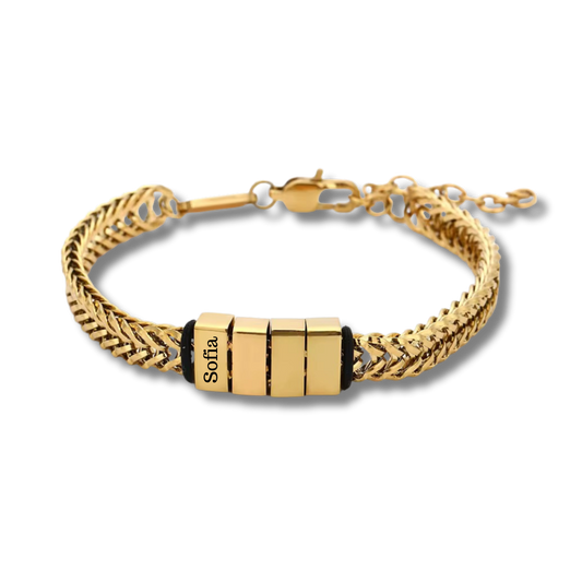 Gold Dad Bracelet with Kids’ Names - Engraved Family Jewelry - Husband Father’s Day Gift