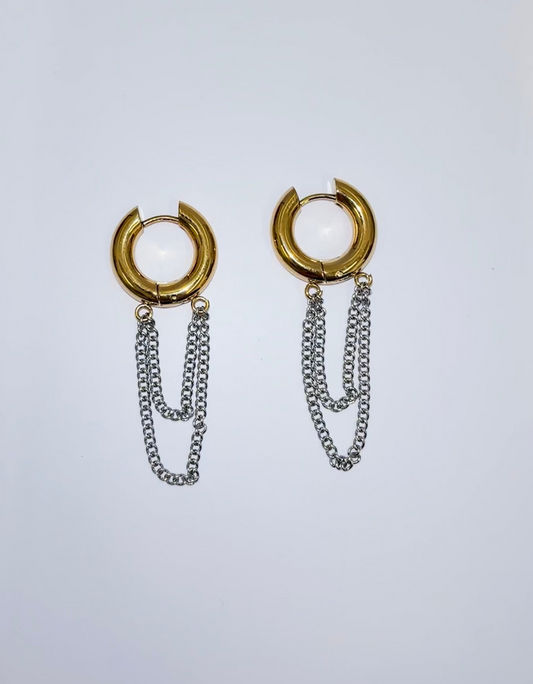 chain bi-color earrings