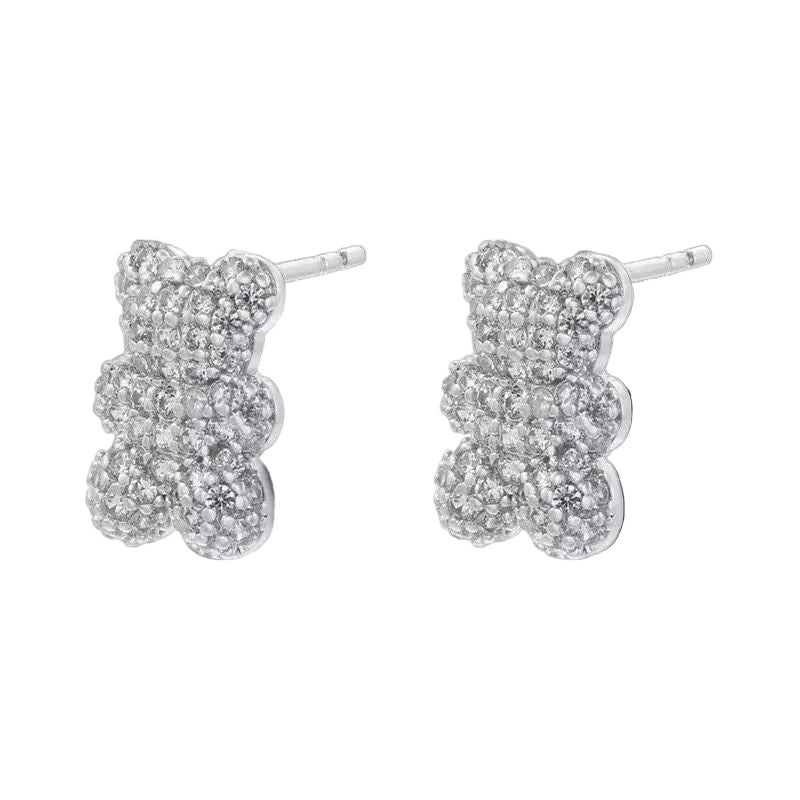 Teddy bear zirconia earrings