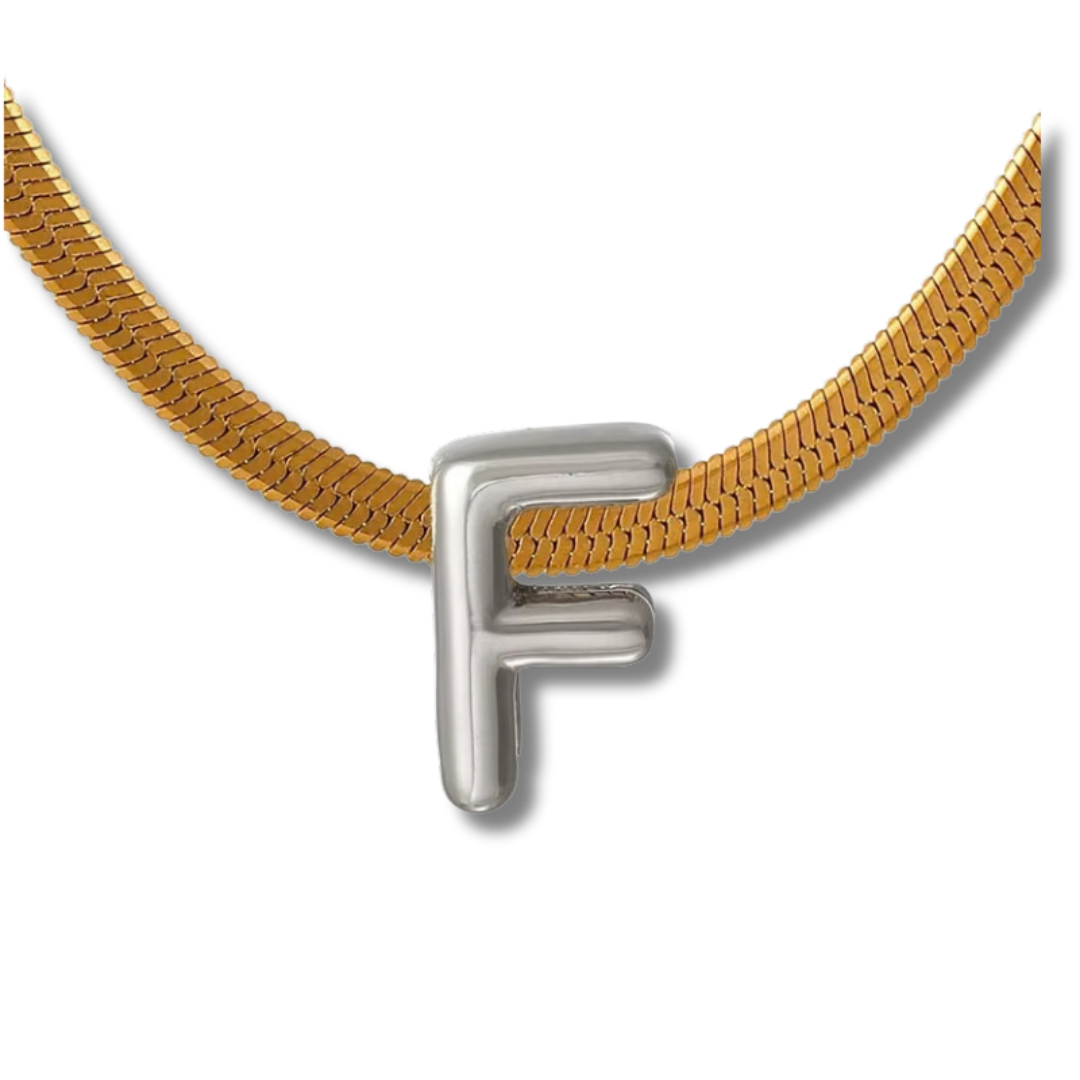 Bi-color Initial letter necklace