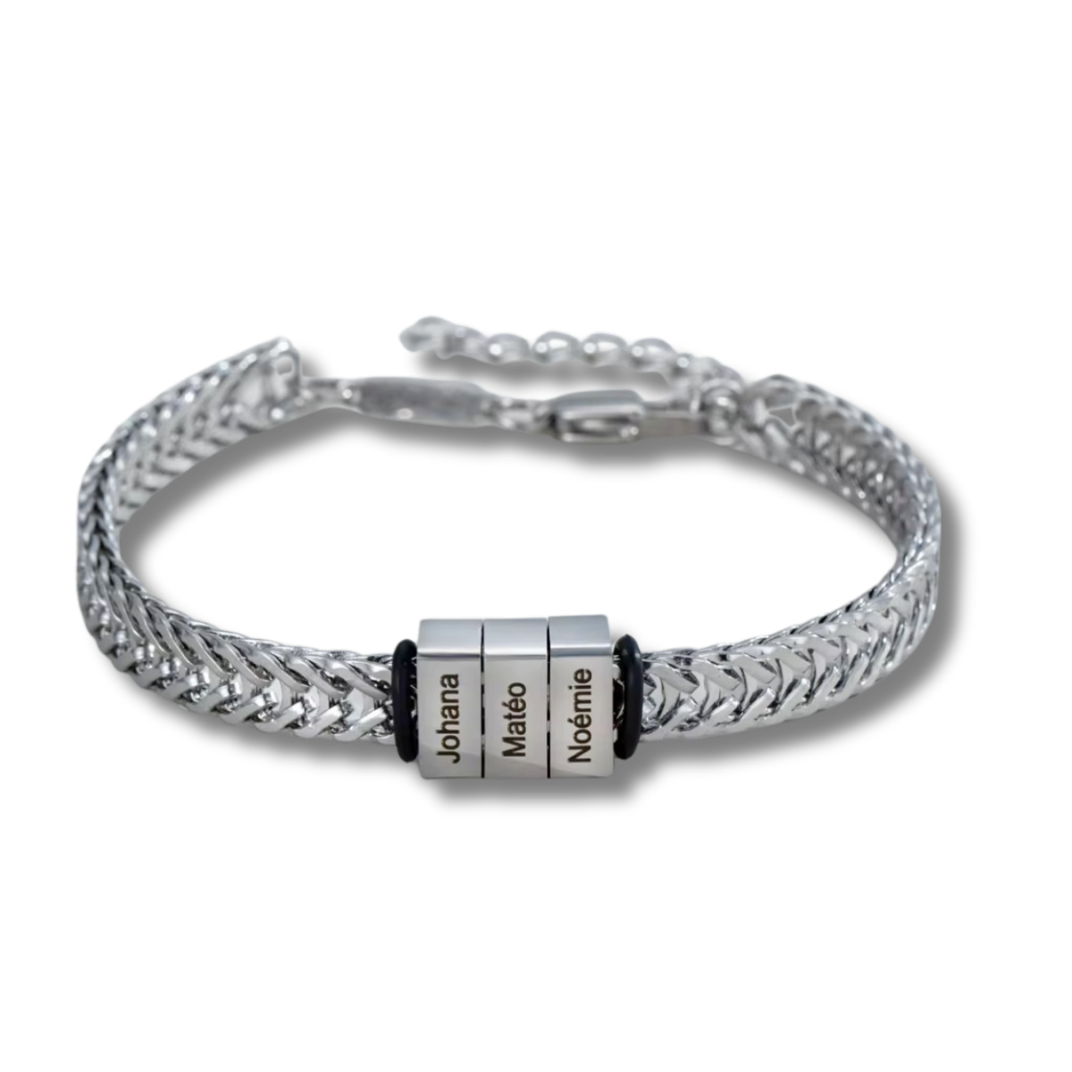 Silver Dad Bracelet with Kids’ Names - Engraved Family Jewelry - Husband Father’s Day Gift