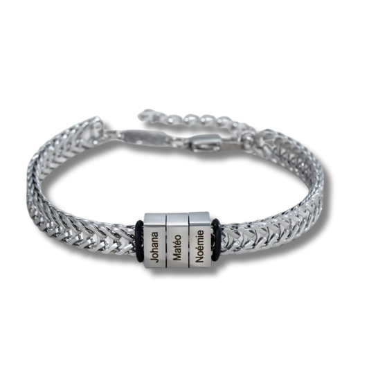 Silver Dad Bracelet with Kids’ Names - Engraved Family Jewelry - Husband Father’s Day Gift