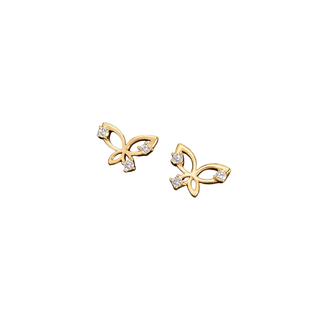 Gold butterfly studs