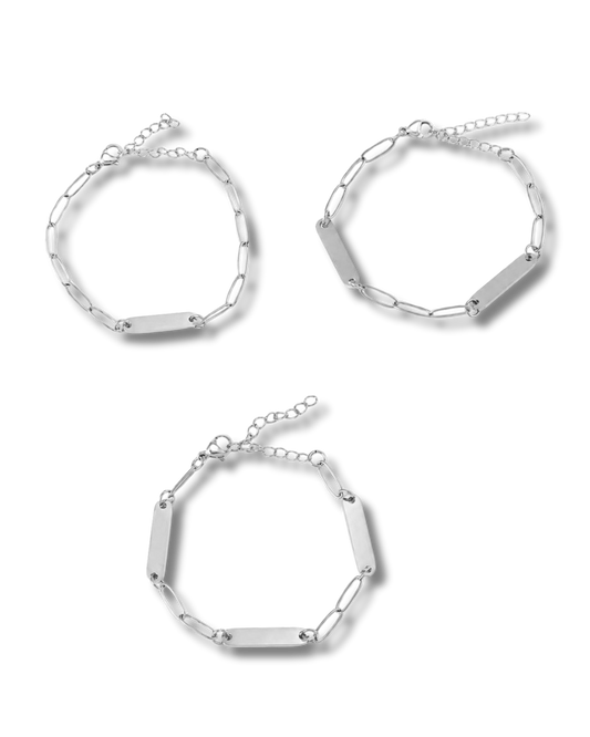 Silver Engraved link bracelet