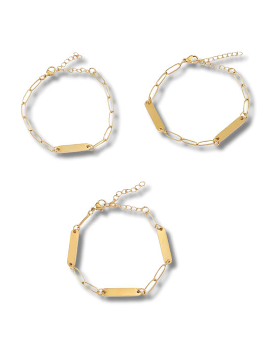 Gold Engraved link bracelet