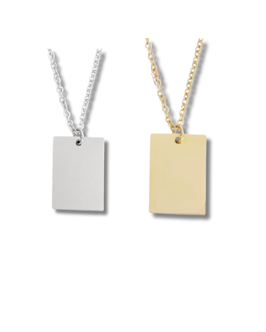 Engraved square necklace