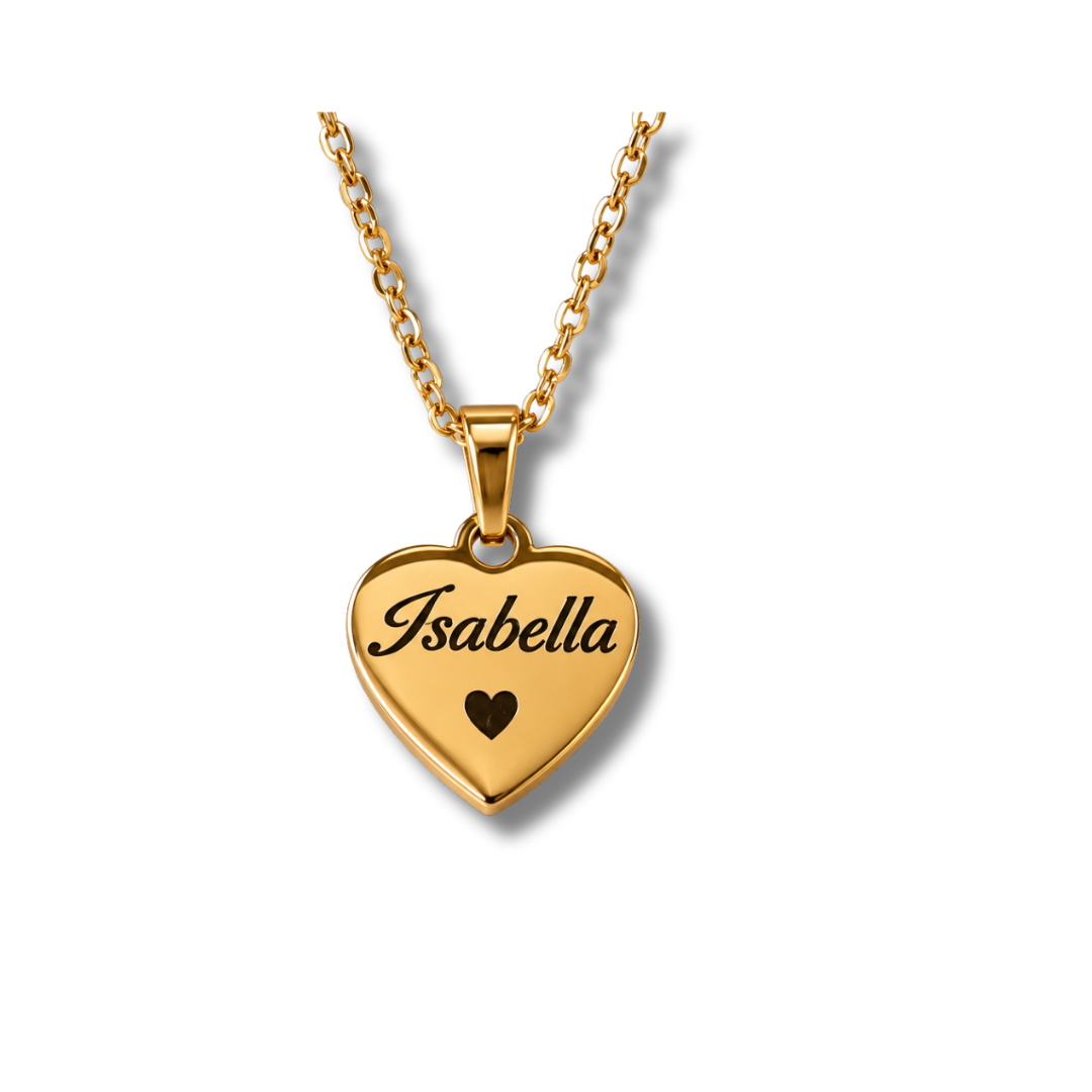 Engraved small heart necklace