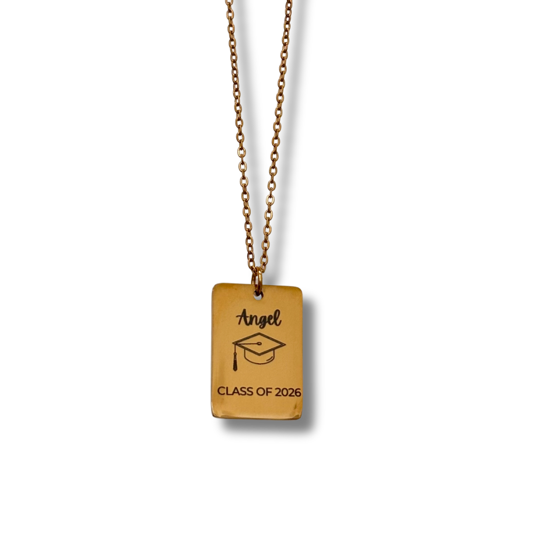 Engraved square necklace