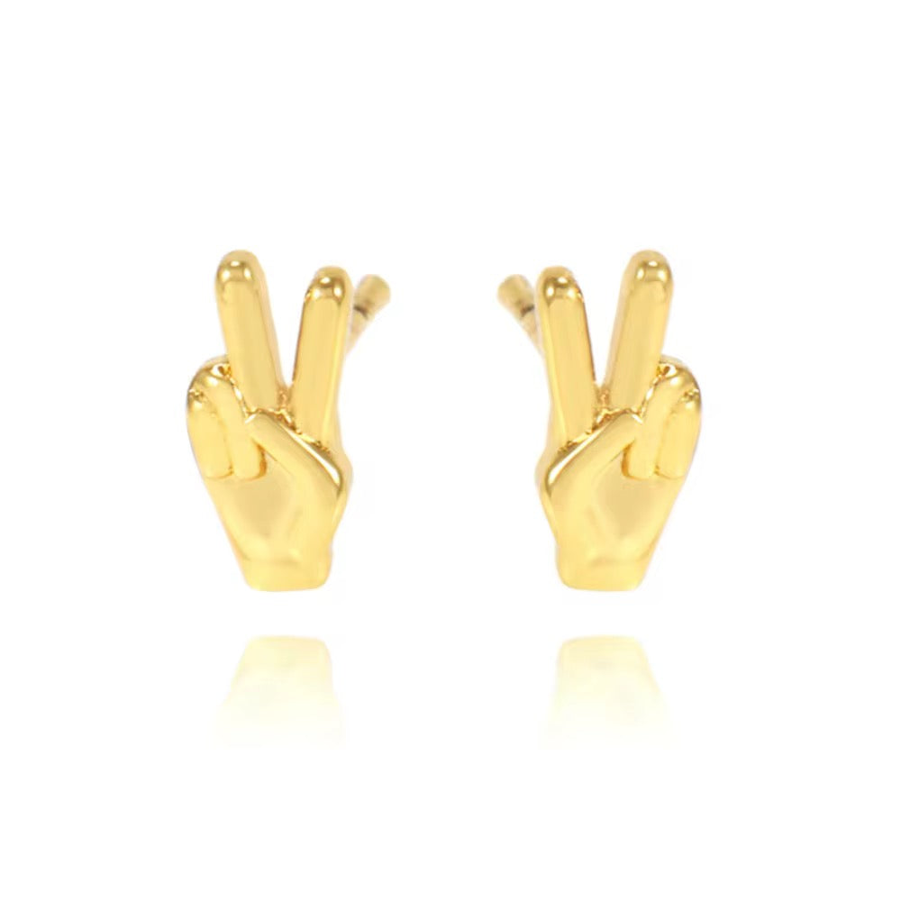 Peace sign gold studs