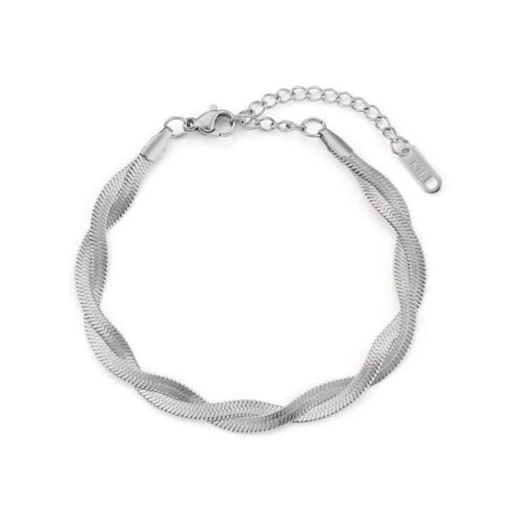 Double snake silver bracelet